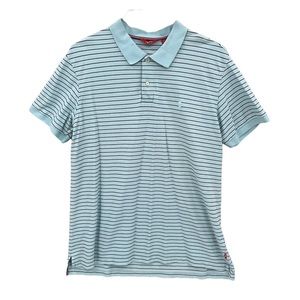 IZOD Blue Short Sleeve Striped Polo Shirt